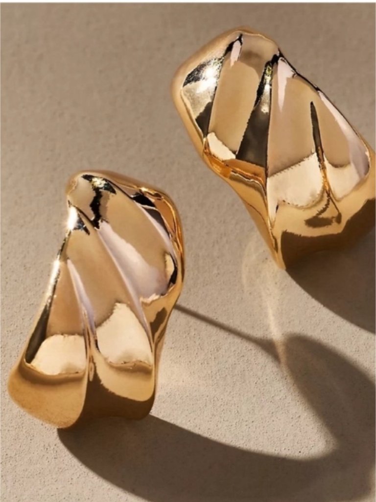 New! Anthropologie Textured 14k Gold Plated Post Earrings Nwt